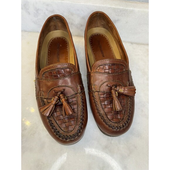 Johnston & Murphy Men’s Brown Woven Tassel Loafers Men's Size 9.5 - Picture 1 of 14